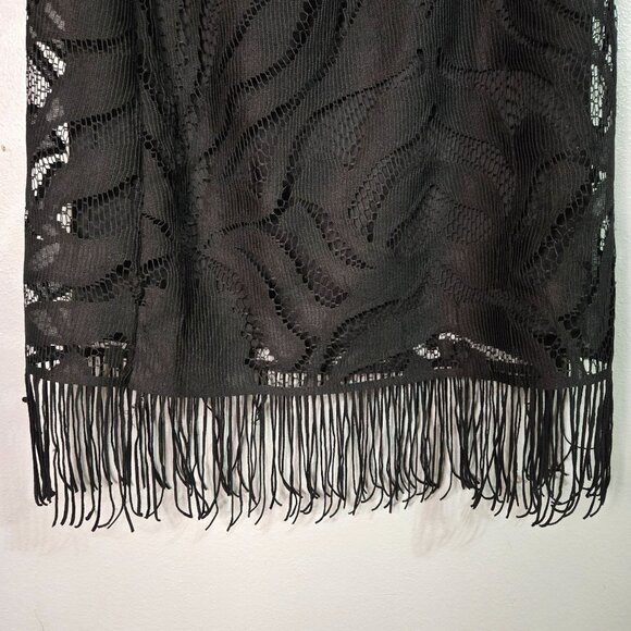 NWT Multiples Women's Small Gothic Glam Witchy Whimsigoth Black Lace Skirt Fring - Picture 3 of 9